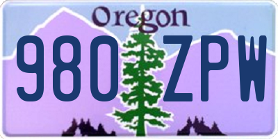 OR license plate 980ZPW