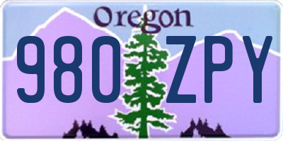 OR license plate 980ZPY