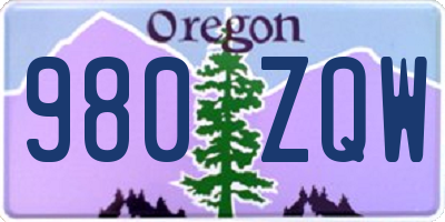 OR license plate 980ZQW