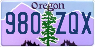 OR license plate 980ZQX
