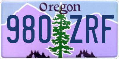 OR license plate 980ZRF