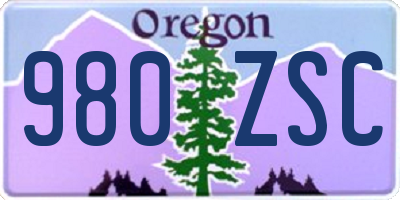 OR license plate 980ZSC