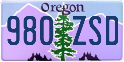 OR license plate 980ZSD