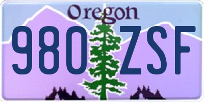 OR license plate 980ZSF