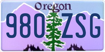 OR license plate 980ZSG