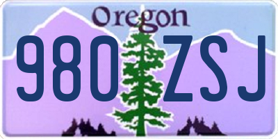OR license plate 980ZSJ