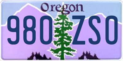 OR license plate 980ZSO
