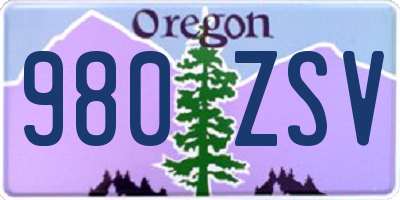 OR license plate 980ZSV
