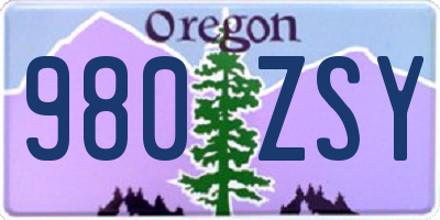 OR license plate 980ZSY