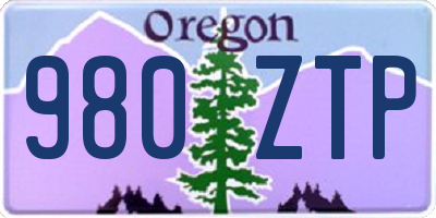 OR license plate 980ZTP