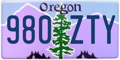 OR license plate 980ZTY