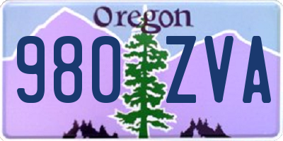OR license plate 980ZVA