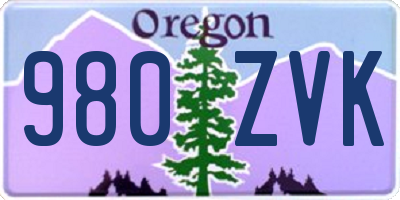 OR license plate 980ZVK