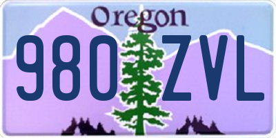 OR license plate 980ZVL