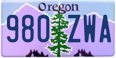 OR license plate 980ZWA