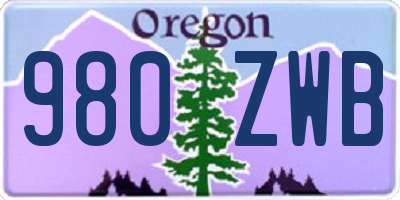 OR license plate 980ZWB