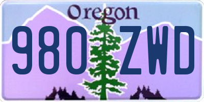 OR license plate 980ZWD