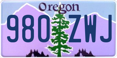OR license plate 980ZWJ