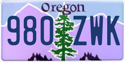 OR license plate 980ZWK