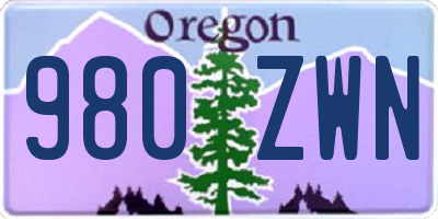 OR license plate 980ZWN