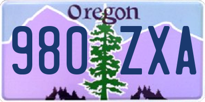 OR license plate 980ZXA
