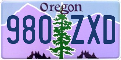 OR license plate 980ZXD