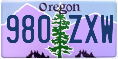 OR license plate 980ZXW