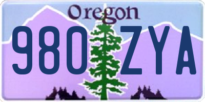 OR license plate 980ZYA