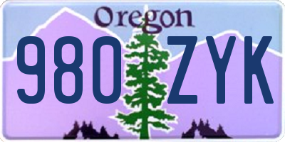 OR license plate 980ZYK