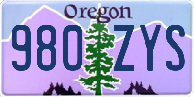 OR license plate 980ZYS