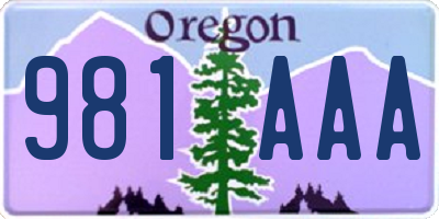 OR license plate 981AAA
