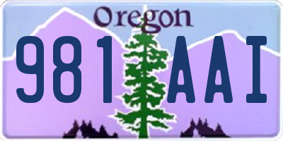 OR license plate 981AAI