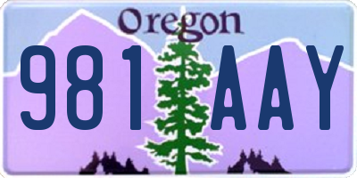 OR license plate 981AAY