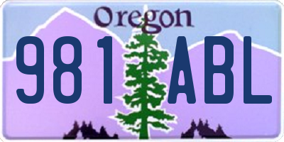 OR license plate 981ABL