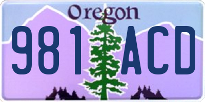OR license plate 981ACD