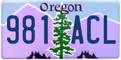 OR license plate 981ACL