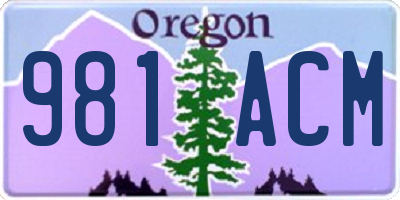 OR license plate 981ACM