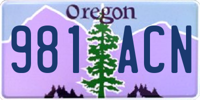 OR license plate 981ACN