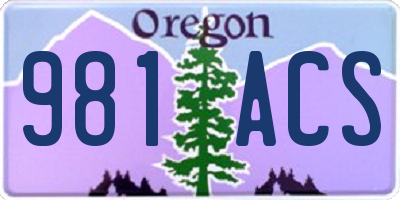 OR license plate 981ACS