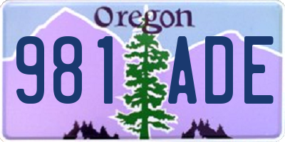 OR license plate 981ADE
