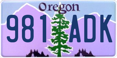 OR license plate 981ADK