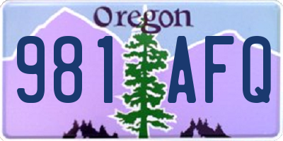OR license plate 981AFQ