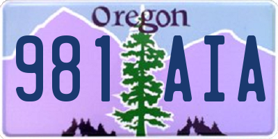 OR license plate 981AIA