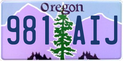 OR license plate 981AIJ