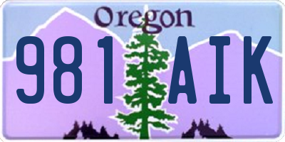 OR license plate 981AIK