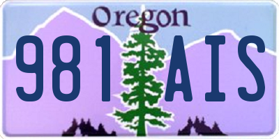 OR license plate 981AIS