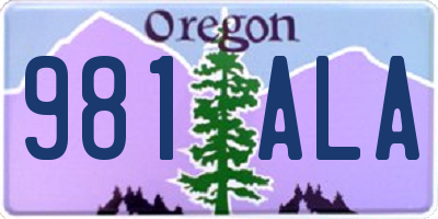 OR license plate 981ALA