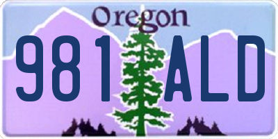 OR license plate 981ALD