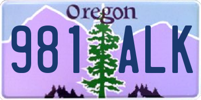 OR license plate 981ALK