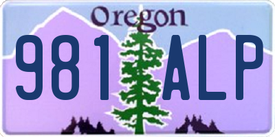 OR license plate 981ALP